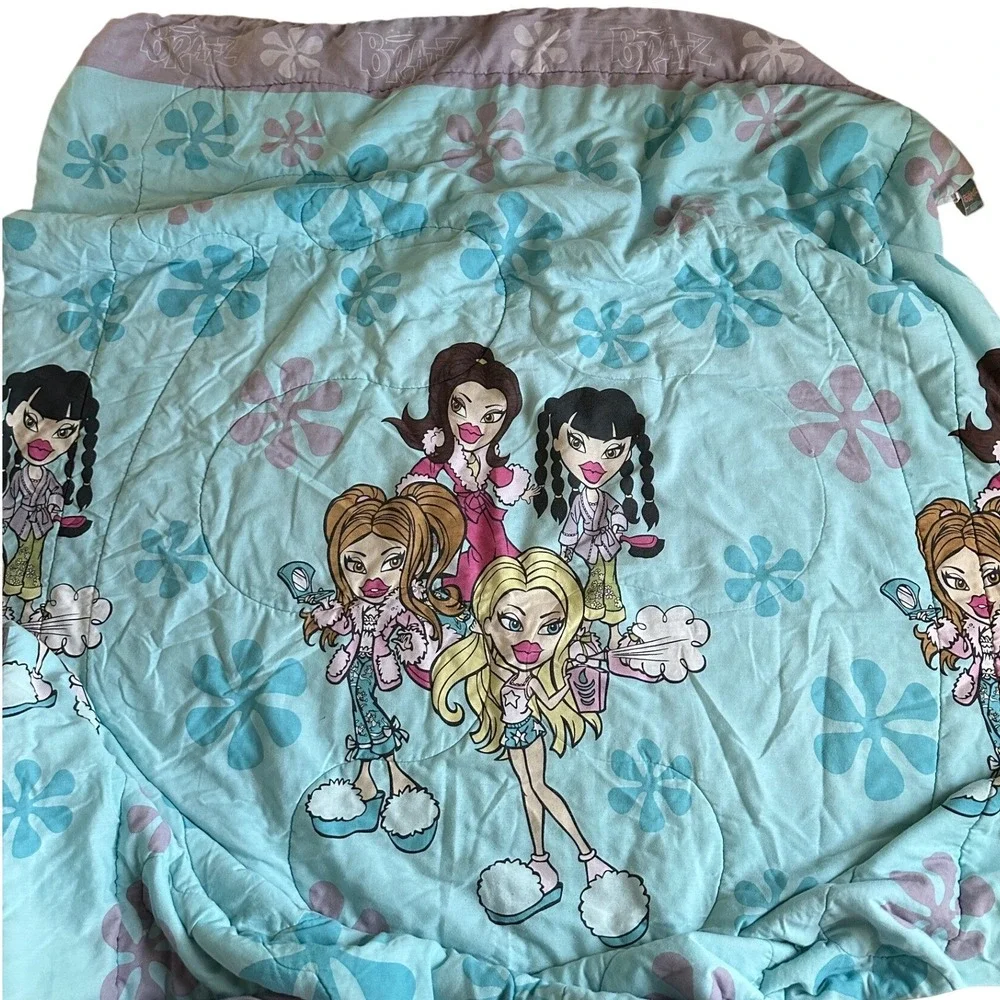 Y2K Bratz Twin Comforter Standard Pillowcase Set Groovy Retro Floral Bed Spread